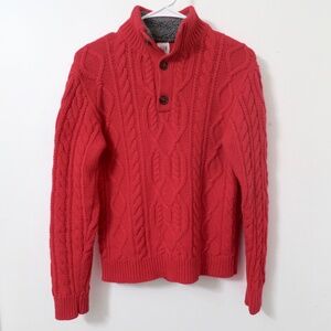 Gap Kids Red Cable Knit Pullover Sweater Sherpa Lined Collar XL Boys